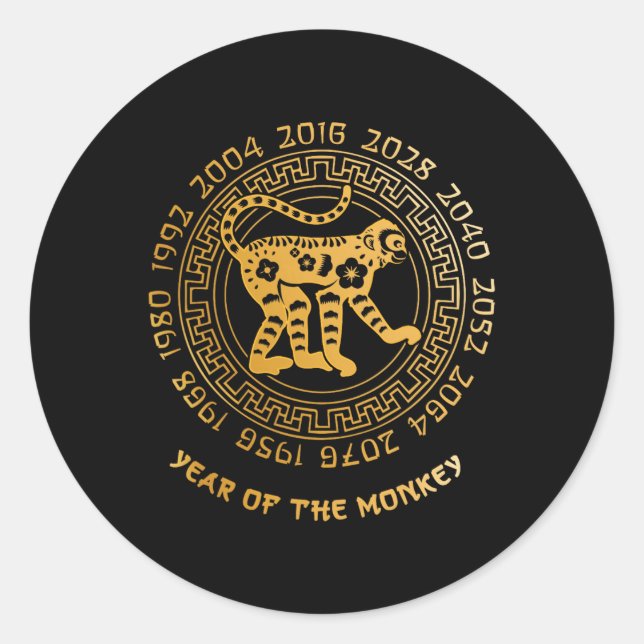 Chinese New Year Of The Monkey Chinese Zodiac Year Runder Aufkleber (Vorderseite)
