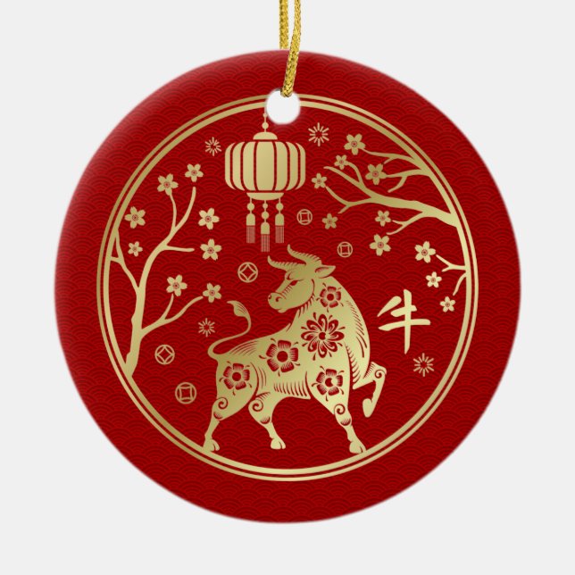 Chinese New Year of the Ox 2021 Keramik Ornament (Vorne)