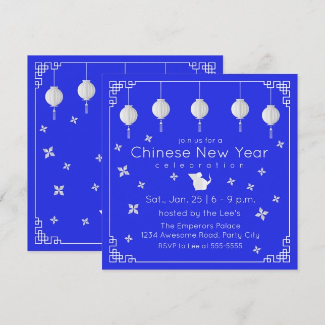 Chinese New Year Origami Rat Einladung (Vorne/Hinten)