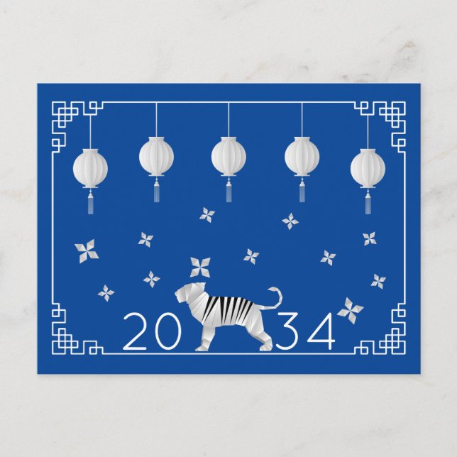 Chinese New Year Origami Tiger Postkarte (Vorderseite)