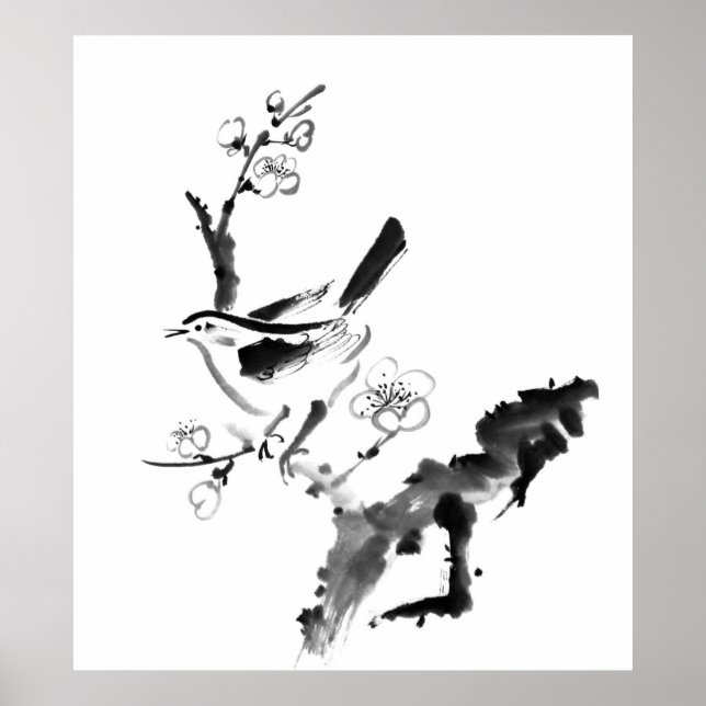 Chinese painting , plum blossom and bird poster (Vorne)