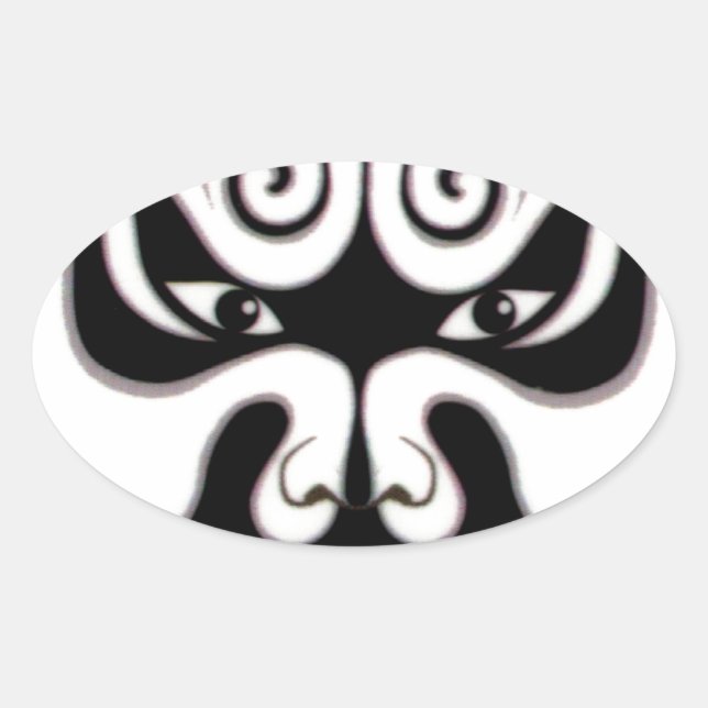 Chinese-Peking-Opern-China-Japan-Japaner-Maske Ovaler Aufkleber (Vorderseite)