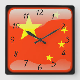 Chinese poliert quadratische wanduhr