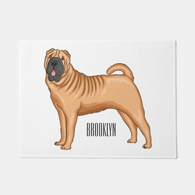 Chinese Shar-Pei dog cartoon illustration Fußmatte (Vorderseite)