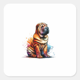 Chinese Shar Pei Dog Quadratischer Aufkleber