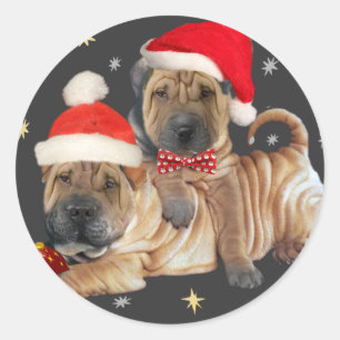 Chinese Shar-pei Geschenke frohen Weihnachten Runder Aufkleber