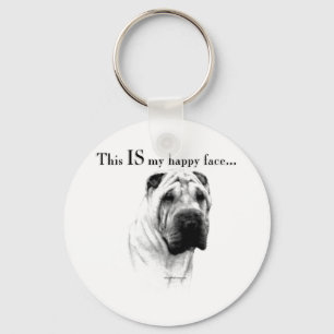 Chinese Shar Pei glückliches Gesicht Schlüsselanhänger