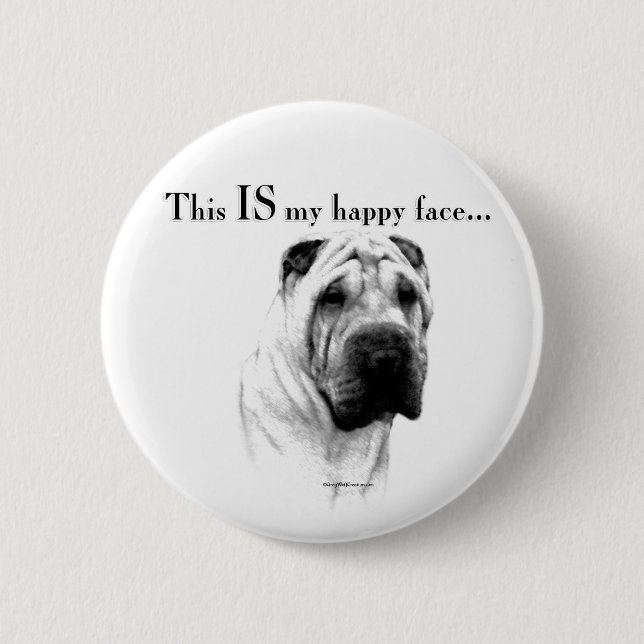 Chinese Shar Pei Happy Face Button (Vorderseite)