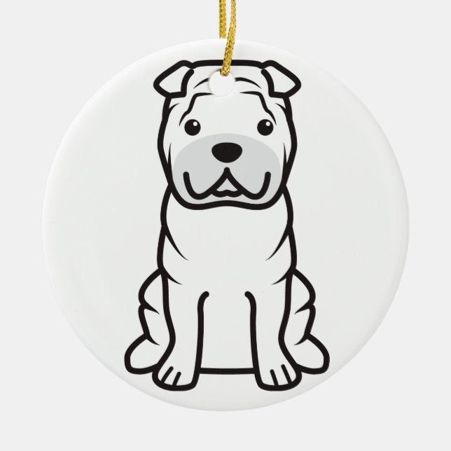 Chinese Shar-Pei HundeCartoon Keramikornament (Vorne)