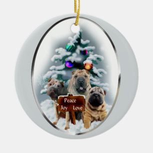 Chinese Shar-Pei Weihnachtsgeschenk-Verzierung Keramik Ornament