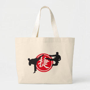 chinese sign and karate fighter jumbo stoffbeutel