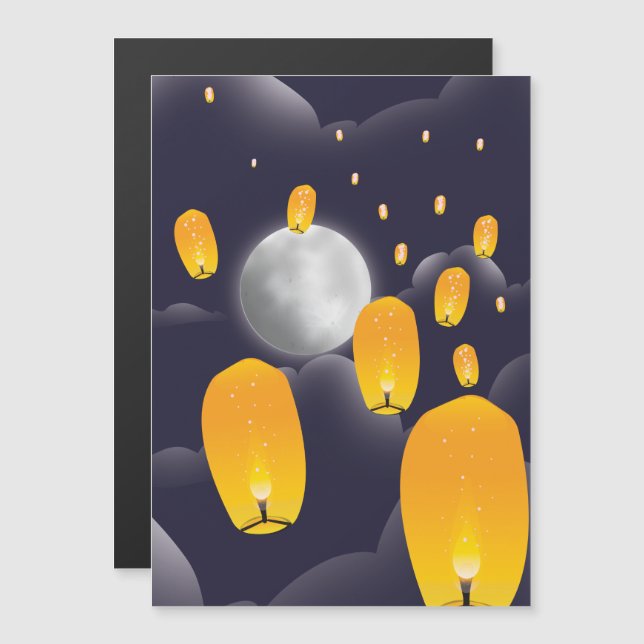 Chinese Sky Lanterns Magnetkarte (Vorne/Hinten)
