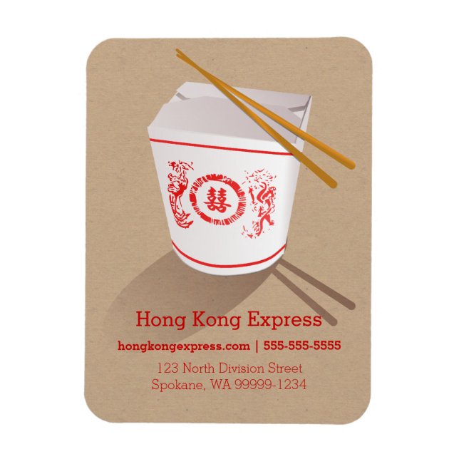 Chinese Take-Out Box brown faux craft Magnet (Vertikal)