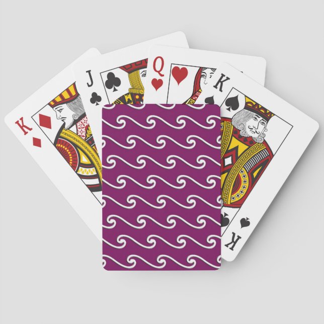 Chinese wave pattern - white on eggplant purple spielkarten (Rückseite)
