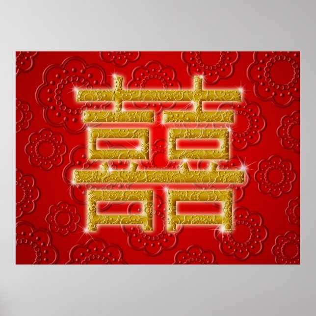Chinese Wedding Double Happiness Symbol Poster (Vorne)