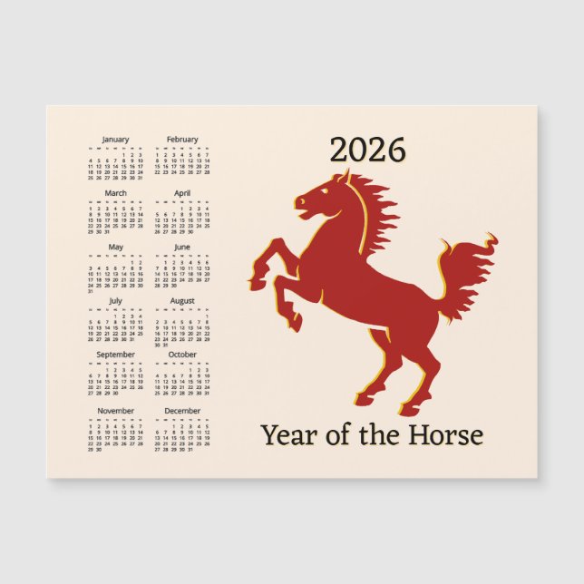 Chinese Year of the Horse Calendar Magnetic Card Magnetkarte (Vorderseite)