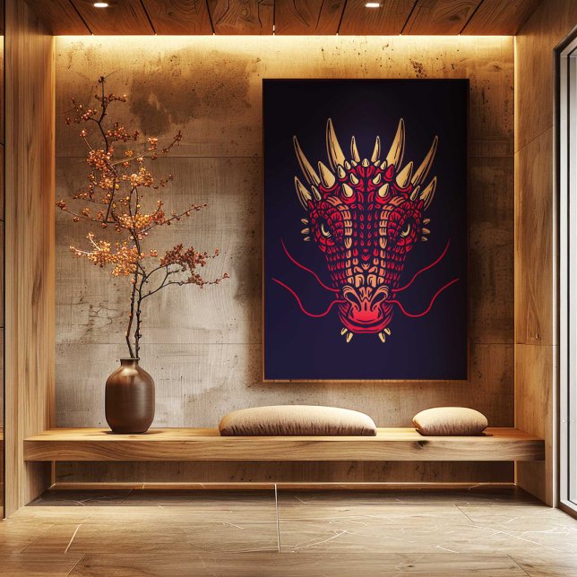 Chinese Zodiac Dragon Wall Art Print Japandi Decor Leinwanddruck (Chinese Zodiac Dragon Wall Art Print Japandi Decor by TinkPrints.)