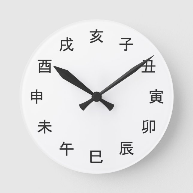 Chinese Zodiac Kanji Clock - Runde Wanduhr (Vorderseite)