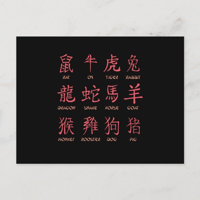 CHINESE ZODIACS POSTKARTE (Vorderseite)