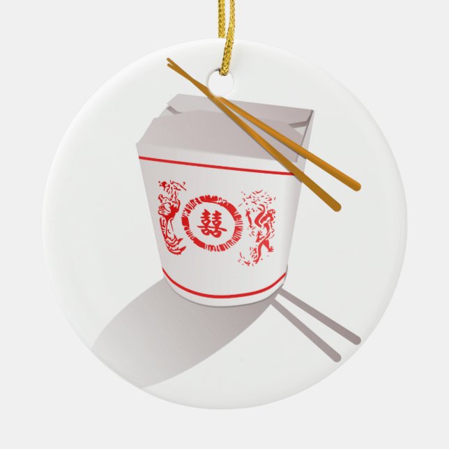 Chinesen nehmen Nahrungsmittelkasten mit Keramikornament (Vorne)
