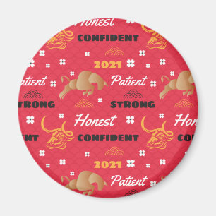 Chinesisch 2021 Jahr der OX-Merkmale Magnet