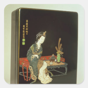 Chinesisch-ähnlicher Schreibenskasten Quadratischer Aufkleber