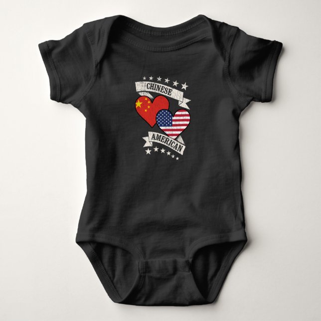 Chinesisch-Amerikanische Herzenflaggen China Ameri Baby Strampler (Vorderseite)