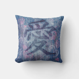 Chinesisch-blaurosa Liebe-Symbol Kissen