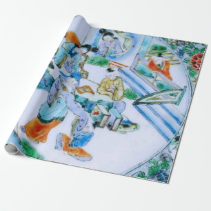 Chinesisch-Chinesisch Chinoiserie Blumendekoupage Geschenkpapier