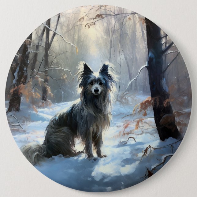 Chinesisch Created Let It Snow Weihnachten Button (Vorderseite)