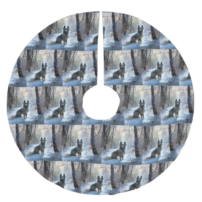 Chinesisch Created Let It Snow Weihnachten Polyester Weihnachtsbaumdecke (Vorderseite)