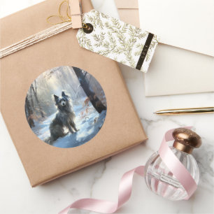 Chinesisch Created Let It Snow Weihnachten Runder Aufkleber