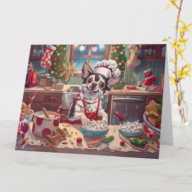 Chinesisch Crested Holiday Baking: Festliche Weihn Karte (Gelbe Blume)