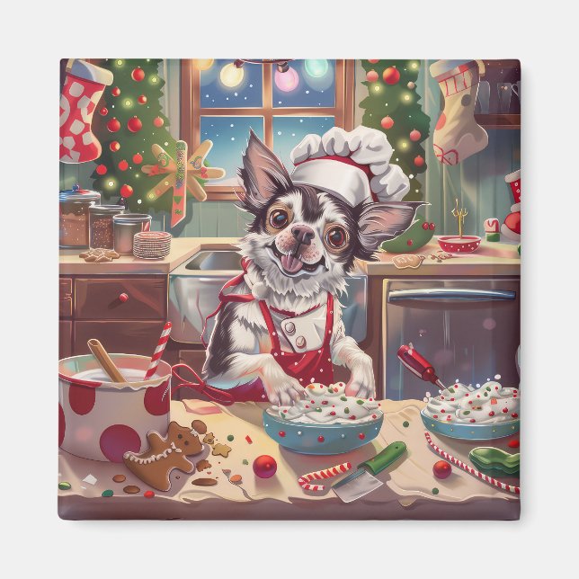 Chinesisch Crested Holiday Baking: Festliche Weihn Magnet (Vorne)