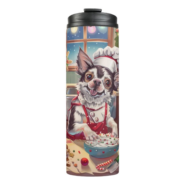 Chinesisch Crested Holiday Baking: Festliche Weihn Thermosbecher (Vorderseite)