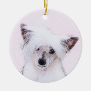 Chinesisch Crested Powderpuff Painting - Hundekuns Keramik Ornament