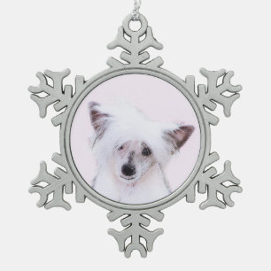 Chinesisch Crested Powderpuff Painting - Hundekuns Schneeflocken Zinn-Ornament