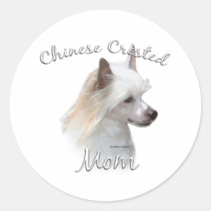 Chinesisch Crested (Pulver) Mama 2 Runder Aufkleber