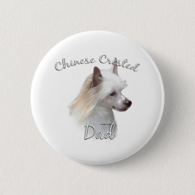 Chinesisch Crested (Pulver) Vater 2 Button (Vorderseite)