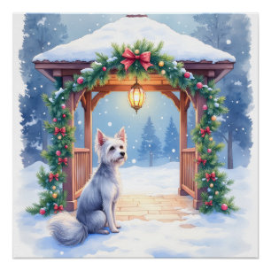 Chinesisch Cresteds Schneegazebo Weihnachtskunst Poster