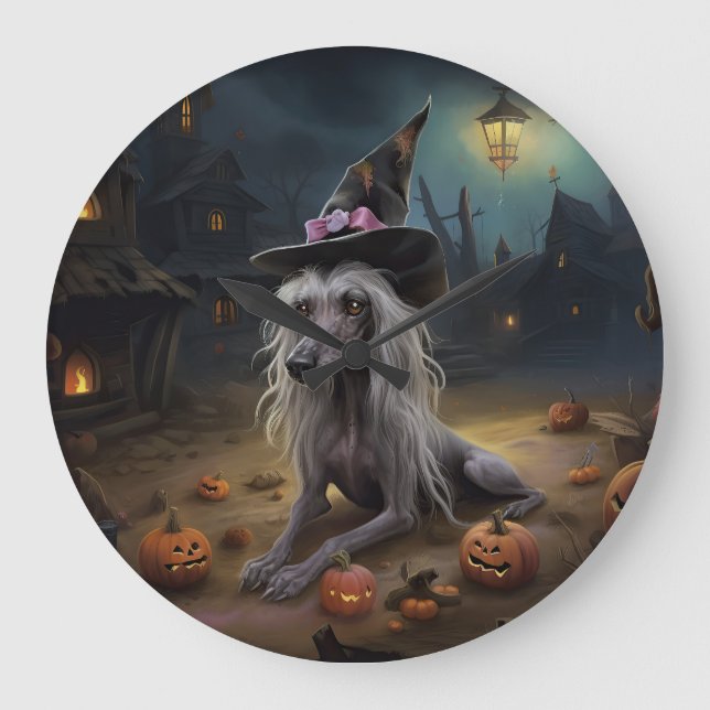 Chinesisch entkörnte Kürbisküren Halloween Beängst Große Wanduhr (Vorderseite)