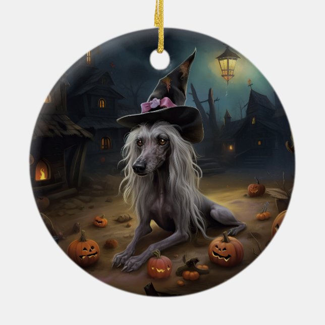 Chinesisch entkörnte Kürbisküren Halloween Beängst Keramik Ornament (Hinten)