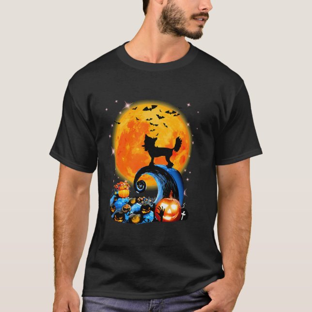 Chinesisch gekreist und gelb Mond Halloween Funny  T-Shirt (Vorderseite)