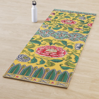 Chinesisch-gelbes Zitronendekor mit rosa Lotus Yogamatte