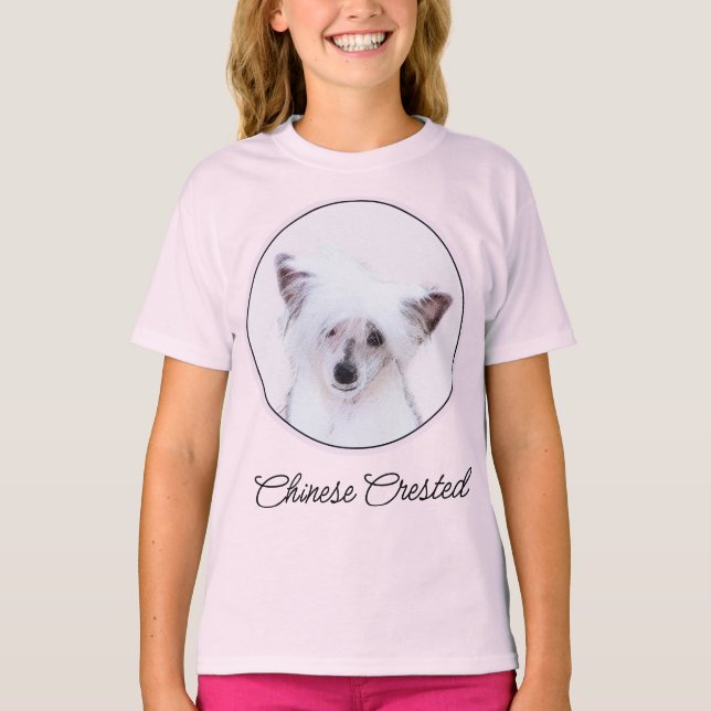 Chinesisch gezapfte Powderpuff-Malerei - Hunde Art T-Shirt (Vorderseite)