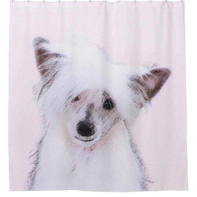 Chinesisch gezapfte Powderpuff-Malerei - Hundekuns Duschvorhang (Vorderseite)