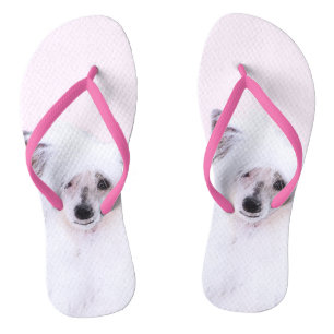 Chinesisch gezapfte Powderpuff-Malerei - Hundekuns Flip Flops