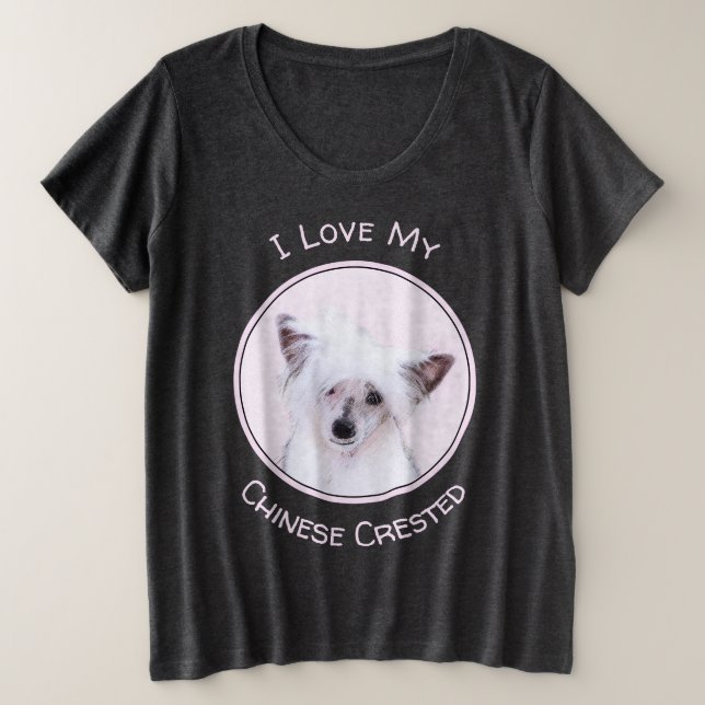 Chinesisch gezapfte Powderpuff-Malerei - Hundekuns Große Größe T-Shirt (Design vorne)