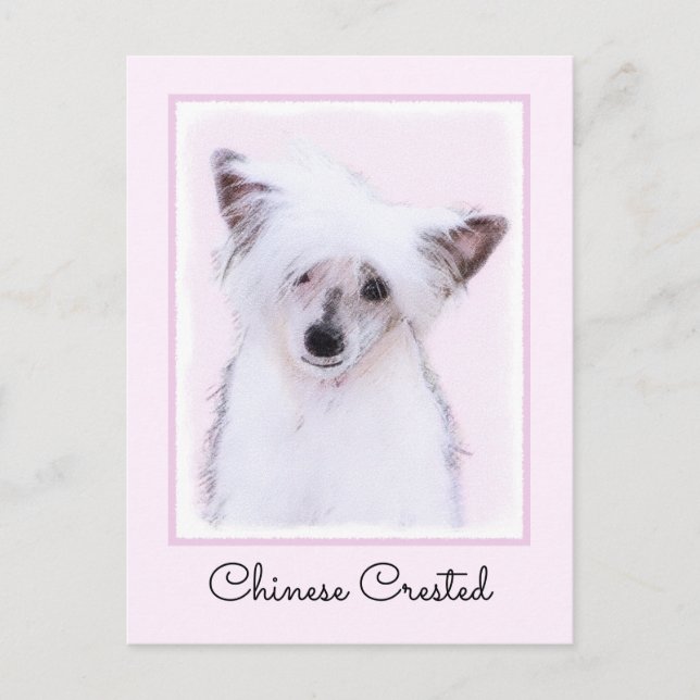 Chinesisch gezapfte Powderpuff-Malerei - Hundekuns Postkarte (Vorderseite)