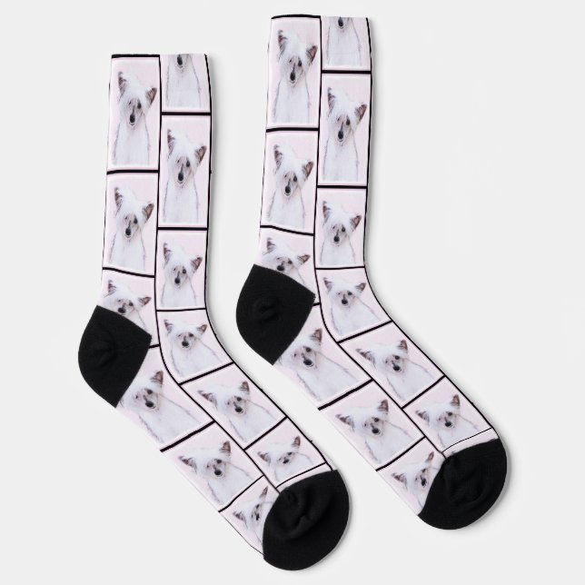 Chinesisch gezapftes Powderpuff Weiße Malerei Socken (Rechts)
